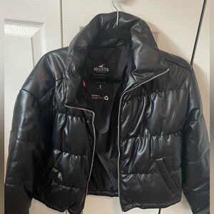 Hollister leather cropped puffer